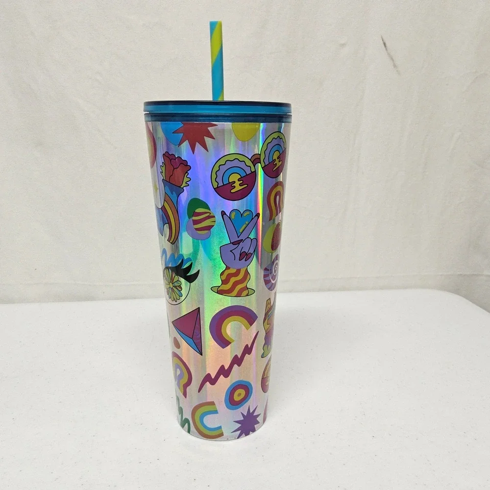 Starbucks Tim Singleton Pride Tumbler 24oz Silver‎ Iridescent Pop Art 011143244